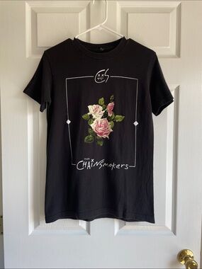 The Chain Smokers Black Floral Logo Tee